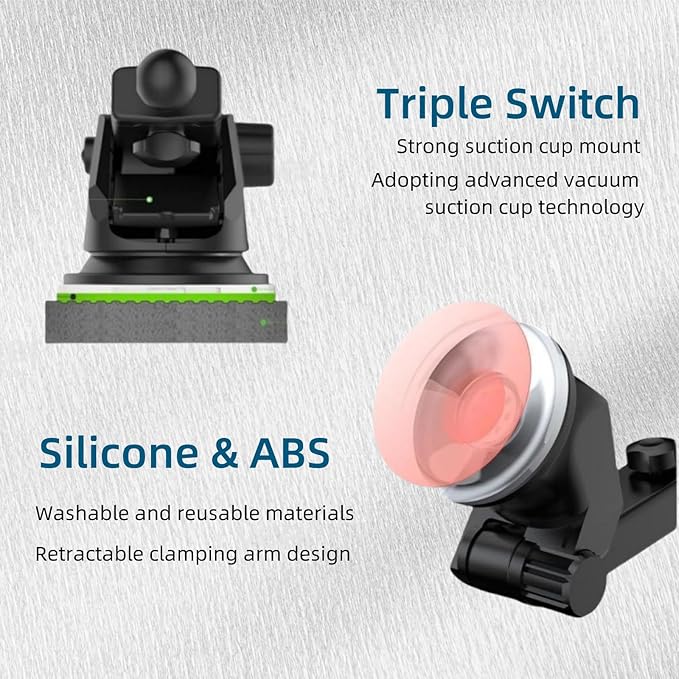 Suction Cup Bracket for Garmin GPS Mount, 17mm Universal Ball Head with Adjustable Telescopic Arm GPS Holder for Car Dashboard Compatible with Garmin Navi Serie 3.5-7 inches Sat Nav
