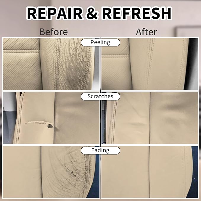 Leather Recoloring Balm,8.5oz Leather Color Restorer,Beige Leather Repair kit for Furniture and Car Interior,Leather Couch Sc