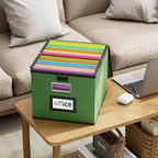Huolewa Portable Leather File Organizer Boxes with Lids, Office Document Boxes Organizer, Filing Boxes, Decorative Small File