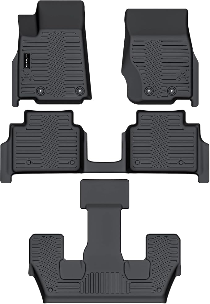 Auxko All Weather 3 Row Floor Mats for Jeep Grand Cherokee L 2021-2025 2026 6 Seat(2nd Row Bucket Seat Without Center Console) TPE Floor MatS Liners Black