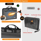 Fireproof Accordion File Organizer with Lock, Water Resistant Expanding File Folder with Shoulder Strap, Important Document O