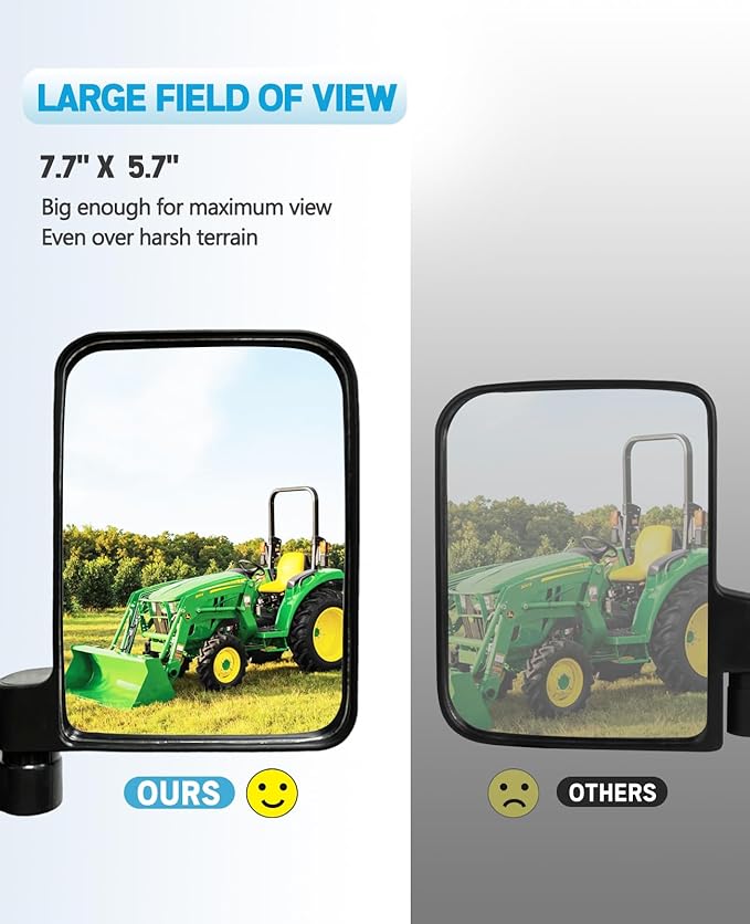 Universal Tractor Side Mirrors Included Blind Spot Mirror Compatible with Forklifts, Lawn Movers Kubota B BX Mahindra Tractor Accessories with Rubber Coated Magnetic Mounting Base