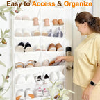 UVIAHOMI 20-30 Pairs Over the Door Shoe Organizer, Clear Pockets Hanging Shoe Storage for Closet, 10-Tier Door Shoes Rack, Ha