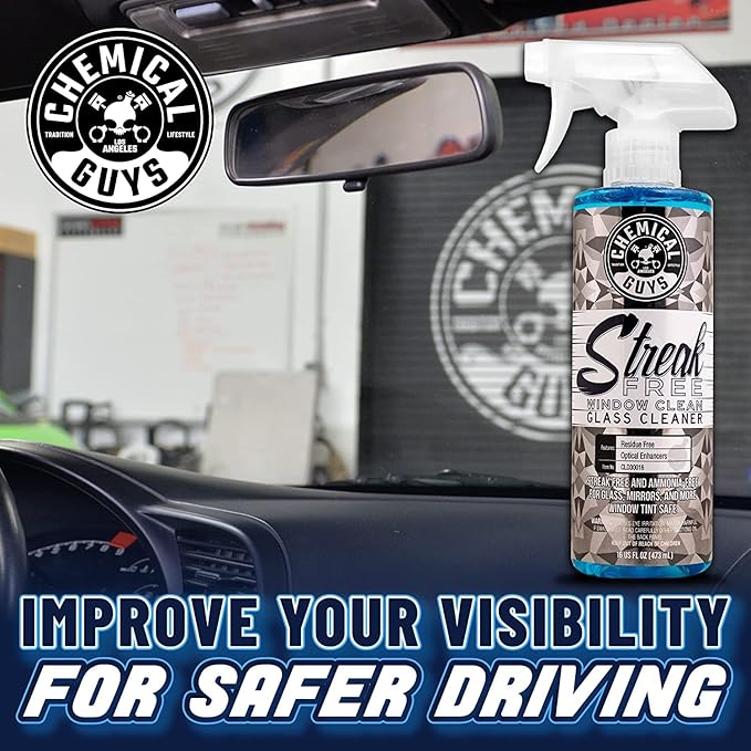 Chemical Guys Streak Free Window Cleaner – Ammonia-Free Glass Cleaner for Crystal Clear Clarity, Safe on Tint, Mirrors, Touch