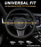 XCBYT Steering Wheel Cover for 14.5–15 Inch Steering Wheels, Microfiber Leather Steering Wheel Cover, Anti-Slip Breathable Gr