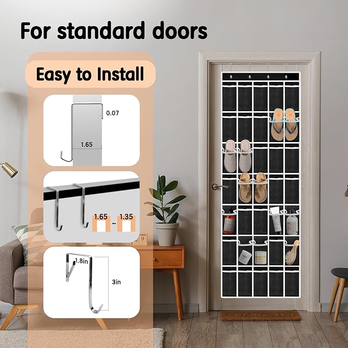 Kotkn 35 Compartment Over The Door Storage - Breathable Mesh Hanging Organizer with Large Pockets, Space Saving Design for Me