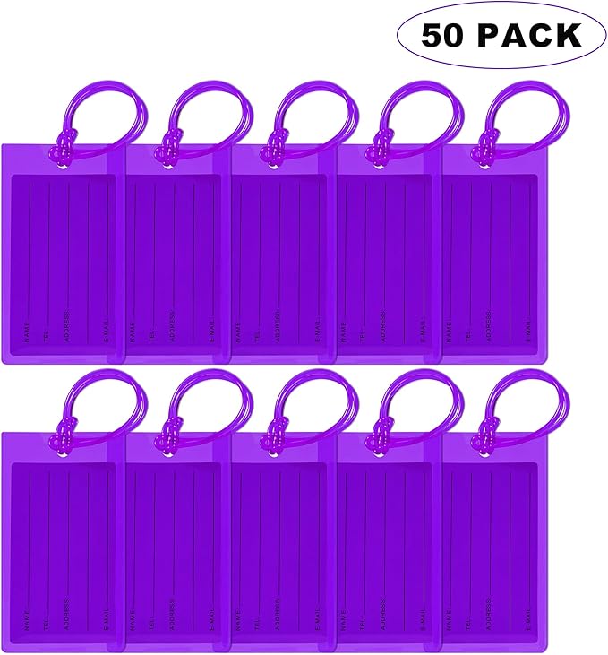 50 Pack Luggage Tags for Suitcases, Airplane Travel Essentials for Flying, International Travel Must Haves, and Luggage Acces