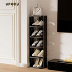 Small Shoe Rack, 5 Tier Plastic Vertical Shoe Rack for Small and Narrow Spaces, Free Standing Shoe Organizer for Closet, Entr