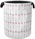 Pink Arrow Laundry Basket Collapsible Laundry Hamper with Handle, Oxford Clothes Toy Storage Bin for Bathroom Bedroom Room De