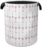 Pink Arrow Laundry Basket Collapsible Laundry Hamper with Handle, Oxford Clothes Toy Storage Bin for Bathroom Bedroom Room De