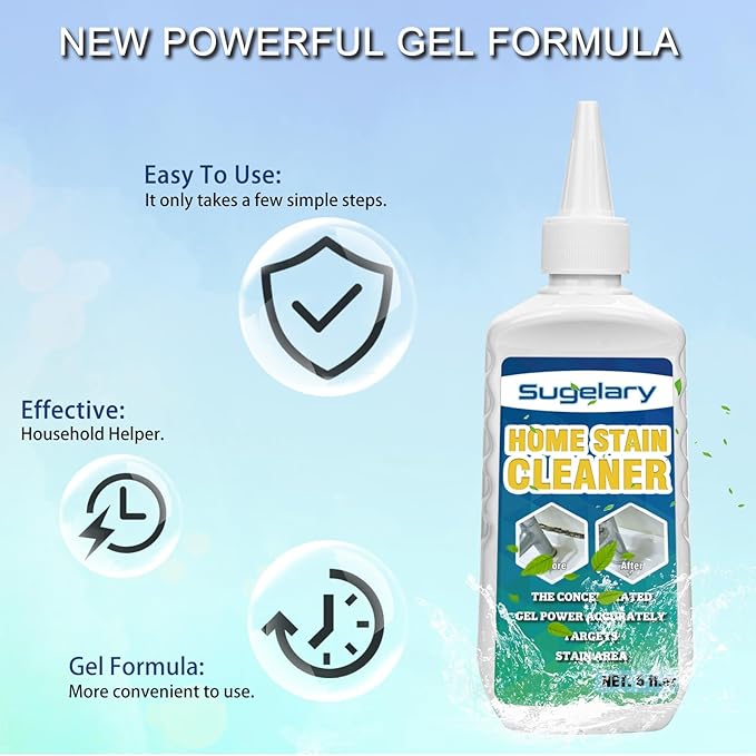 Sugelary Mold Stain Cleaner, 10 Fl oz All-Purpose Gel for Front Loader Seal, Household Cleaner Gel for Bathroom Grout, Sink, 