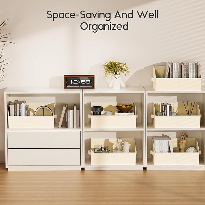 Homsorout Large Closet Organizers and Storage Bins - 6 Pack Trapezoid Storage Baskets for Shelves, Foldable Fabric Baskets wi
