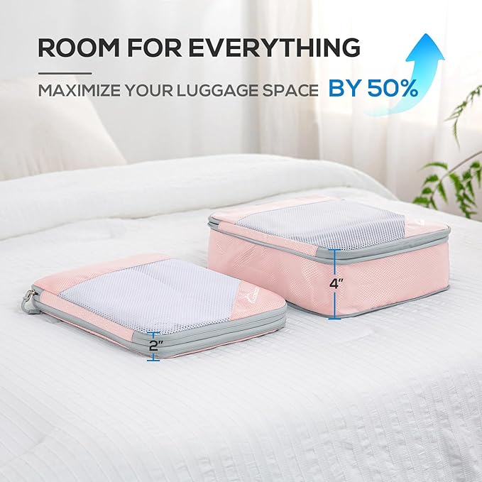 Compression Packing Cubes, 9 Set Packing Cubes for Travel Compression, Lightweight Compressible Package Organizer for Carry O