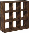 Furinno Cubicle Book Shelf, 9-Cube Bookshelf, Extra Thick Frame Reversible Bookcase with Open Back, 14.6" x 44" x 44", for Li