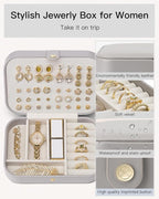 VLANDO Travel Jewelry Case, PU Leather Travel Jewelry Box with Earring Holder, Portable Display Small Jewelry Box for Mothers