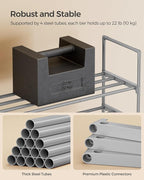 SONGMICS Shoe Rack, 2-Tier Shoe Organizer, Metal Storage Shelf, Upright or Upside Down, for 12-15 Pairs, Stackable, for Entry
