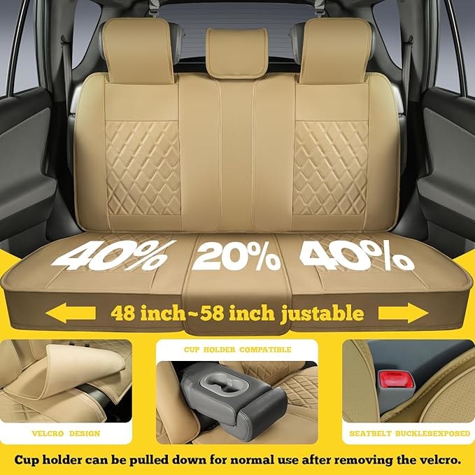 LINGVIDO Car Seat Covers Full Set (5 Seats) - Premium Perforated Nappa Leather, Waterproof Shield, Omni-Adapt Fit SUVs Sedans