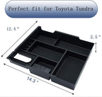 JKCOVER Compatible with Center Console Organizer Tray Toyota Tundra 2014 2015 2016 2017 2018 2019 2020 2021 Tundra Accessories,Insert ABS Black Materials Armrest Box Secondary Storage
