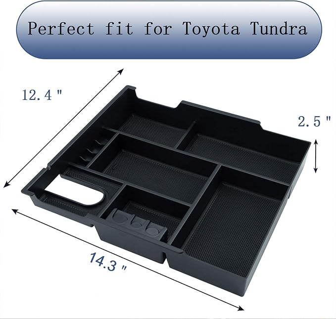 JKCOVER Compatible with Center Console Organizer Tray Toyota Tundra 2014 2015 2016 2017 2018 2019 2020 2021 Tundra Accessories,Insert ABS Black Materials Armrest Box Secondary Storage
