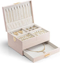 Vlando 3 Layer Jewelry Box - Women Jewelry Box with Retractable Tray - Jewelry Organizers with Drawer for Necklaces, Rings, B
