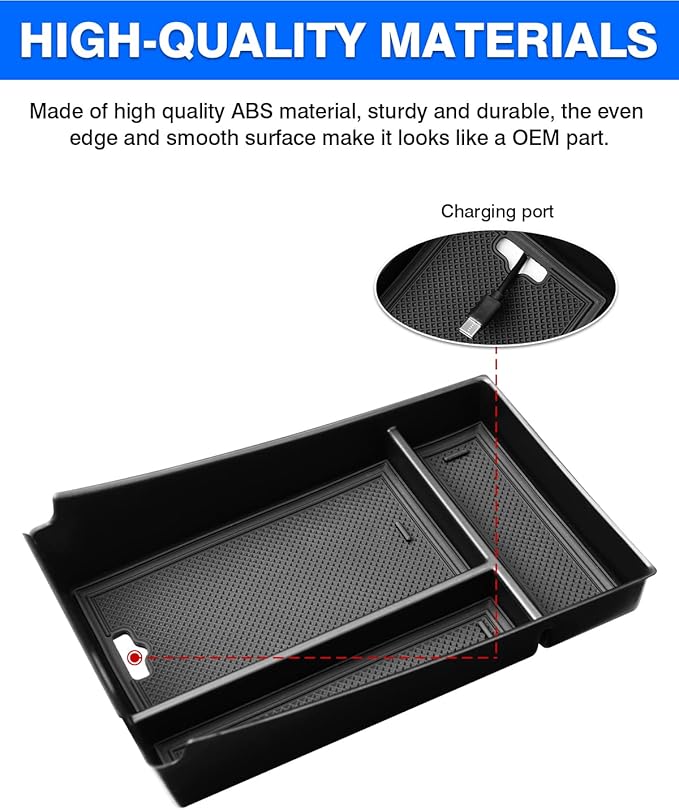 Autorder Center Console Organizer for 2023-2026 Honda HR-V HRV Accessories Armrest Storage Box Secondary Insert Tray with 2 Color Mats