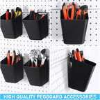 Uiifan 18 Set Pegboard Bins Kit Plastic Pegboard Cups with Metal Hooks Wall Containers Organizer Accessories with Label Stick