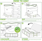 TAILI Under Bed Comforters Storage Container, Save 80% Space, Large Capacity Foldable Under Bed Storage Box for Quilts Pillow