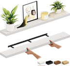 Ballucci Floating Shelves, 55" Wood Wall Shelf Set of 2, with Invisible Brackets for Bathroom, Living Room, Bedroom, Kitchen,