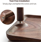 Solid Black Walnut Wooden Key Tray, Multi-Functional Key Bowl for Entryway Table, Key Holder Stand equipped with 3 Hooks, Woo