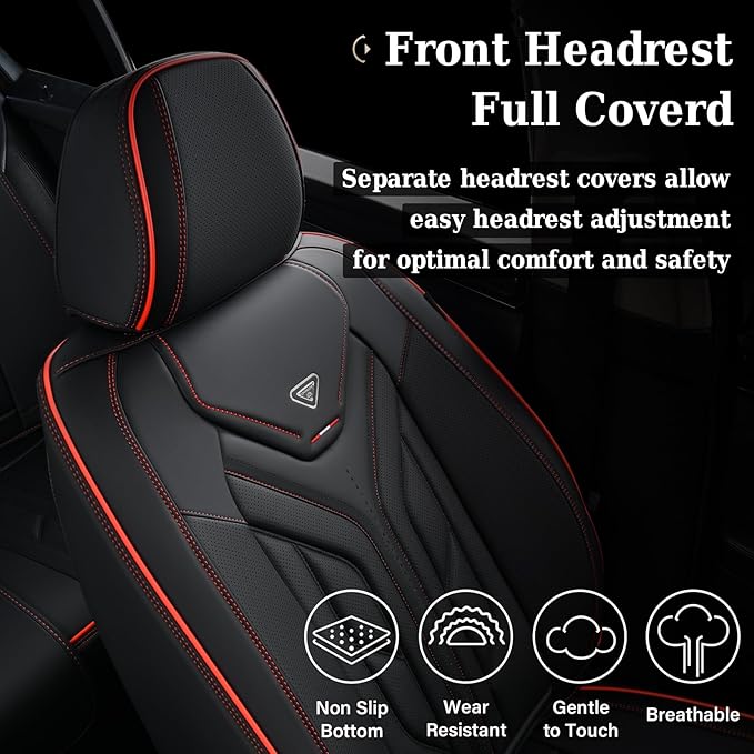 Coverado Front Car Seat Covers, 2Pcs Leather Seat Covers for Cars, Car Seat Protector Front Seats Only Auto Car Accessories F
