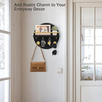 dreampossible Key Holder Wall Mount - 10.2 Inch Decorative Key Rack and Mail Organizer with 8 Key Hooks - Wooden Key Hanger w