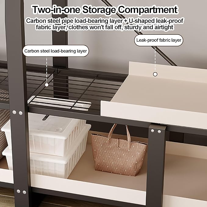 Foldable Closet Wardrobe For Hanging, Portable Closet Steel Simple Wardrobe Storage, Covered Clothes Rack, Metal Clothing Gar