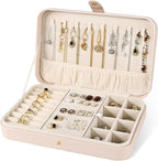 Luxury Small Travel Jewelry Box with Earring Compartments, Rectangle Jewellery Organizer Case for Women,Valentine's Day Gift 