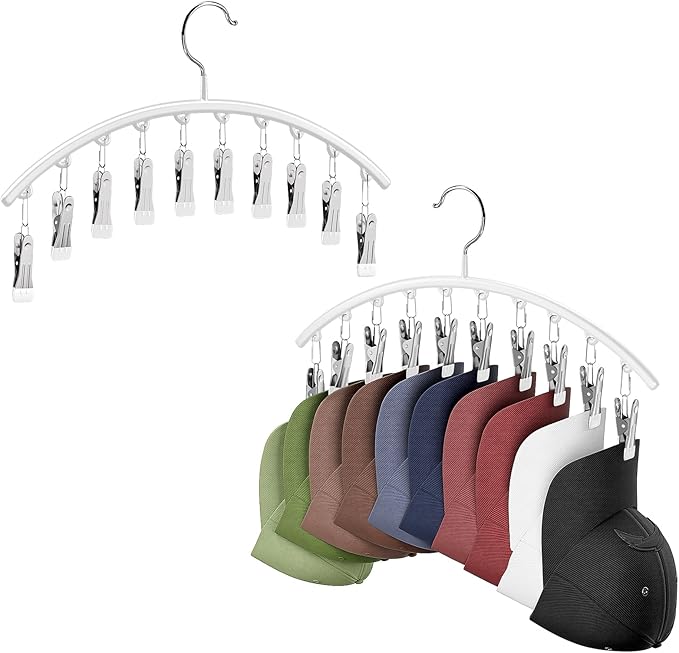 Cuipingoo Hat Hangers for Closet, Metal 2 Pack Hat Organizer Holder for Hanger Closet Display, Hat Racks for Baseball Caps w/