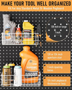 INCLY 4 Pack Pegboard Baskets Bins Set, 4 Size Square Style Metal White Wire Basket for Any Peg Board Organizing Tools, Pegbo