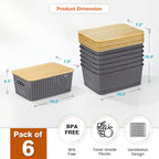 Plastic Storage Baskets With Bamboo Lid - Plastic Storage Containers Stackable Storage bins: Storage Baskets for Organizing S