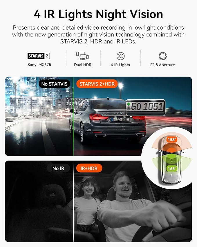 Vantrue N2X 2.7K Dash Cam Front and Inside, 5G WiFi Dual Dash Camera for Car with HDR IR Night Vision, STARVIS 2, GPS, 2.5K/6