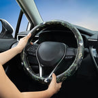 Boho Floral Steering Wheel Cover Auto Leather Steering Wheel Protector, Anti-Slip, Breathable, Absorbing Sweat, Universal Flo