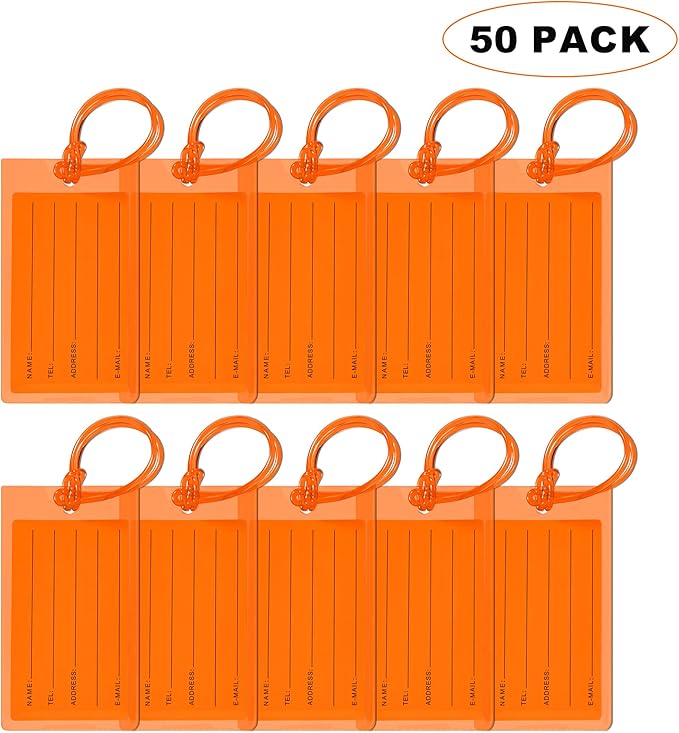 50 Pack Luggage Tags for Suitcases, Airplane Travel Essentials for Flying, International Travel Must Haves, and Luggage Acces