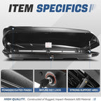Auto Dynasty Rooftop Cargo Box Hard Shell Carrier Waterproof Storage Case with Locks & Keys Fits Vehicles with Cross Bars, 13 Cubic Feet 110LBS Capacity, 72'' L x 30'' W x 12'' H, Textured Black