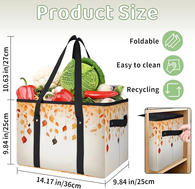 Reusable Grocery Bags Heavy Duty Shopping Bags Foldable Large Tote Bags with Long Handles & Hard Bottom