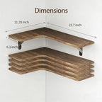 Corner Floating Shelves Wall Mounted Set of 5, Rustic Wood Corner Shelves for Bedroom Living Room Bathroom Kitchen Storage an