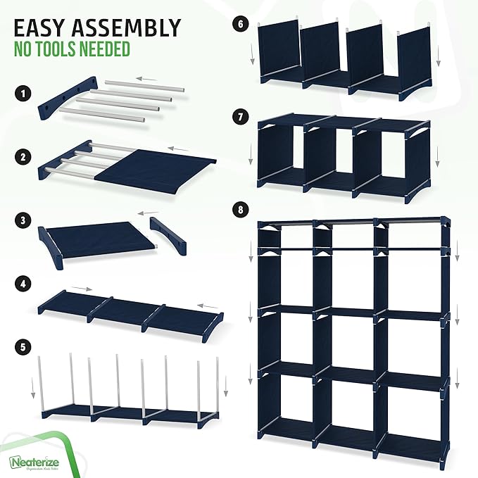 Cube Storage Organizer with Storage Bins Included - The Perfect Closet Organizers and Storage Solution. Includes 12 Storage C