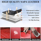 Coverado Car Seat Covers Full Set, Red Seat Covers for Cars, Waterproof Nappa Leather Automotive Seat Covers with Lumbar Head