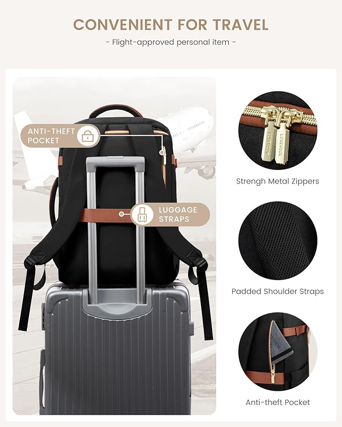LOVEVOOK 40L Travel Backpack Carry on Flight Approved,Personal Item Bag with 3 Packing Cubes, Travel Backpack Bag for Women F