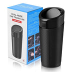 Car Trash Can Bin with Lid, Mini Leakproof Garbage Can for Vehicle, Cup Holder Trash Can, Small Trash Bin for Cars, Home, Bedroom, Office (Black 01)