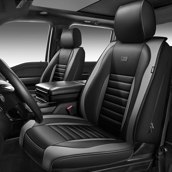 CAR PASS Nappa Leather Car Seat Covers Full Set, Luxury Seat Protector for Cars, Waterproof Anti-Slip Seat Cushion Armrest Co
