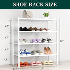 Smiry Shoe Rack, 4 Tier Thick Bamboo Shoe Organizer, Stackable Free Standing Wooden Shoe Storage Shelf for Closet, Entryway, 