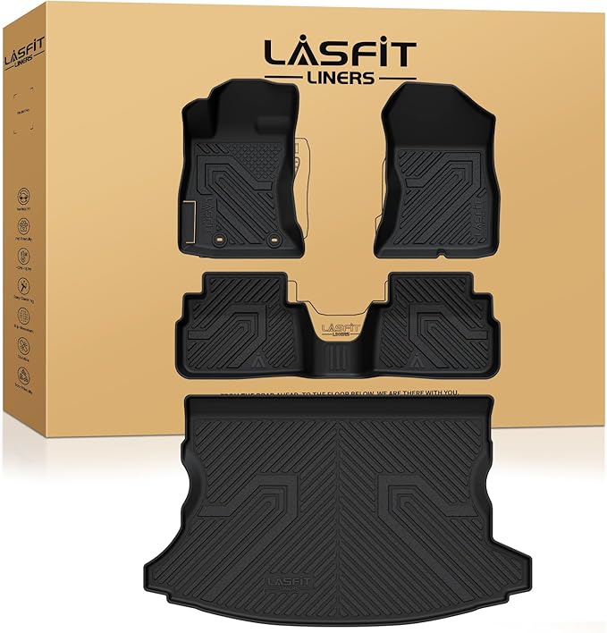 LASFIT Floor Mats & Cargo Mat Fits for Subaru Crosstrek 2023-2018(Not Hybrid) & Impreza Hatchback 2023-2017, All Weather TPE Custom Fit Easy Clean Durable Car Mats for Crosstrek & Impreza Floor Liners