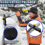 31.5" Detachable Snow Brush and Ice Scraper for Car Windshield, 2-in-1 Winter Snow Removal Tool with Extendable, 360° Rotating Soft Bristle Brush Head and Foam Grip for Most Vehicles (Yellow)